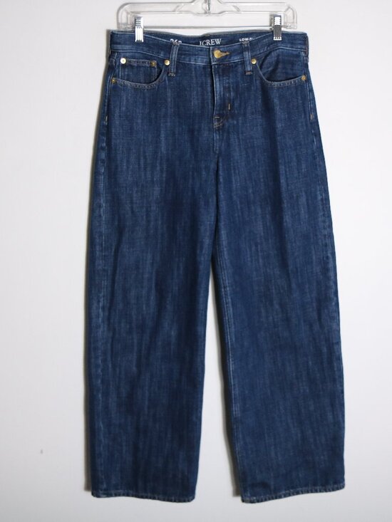 J. Crew Denim - J Crew Low Rise Wide Leg Jeans Womens 26P Petite Dark Wash Baggy Loose